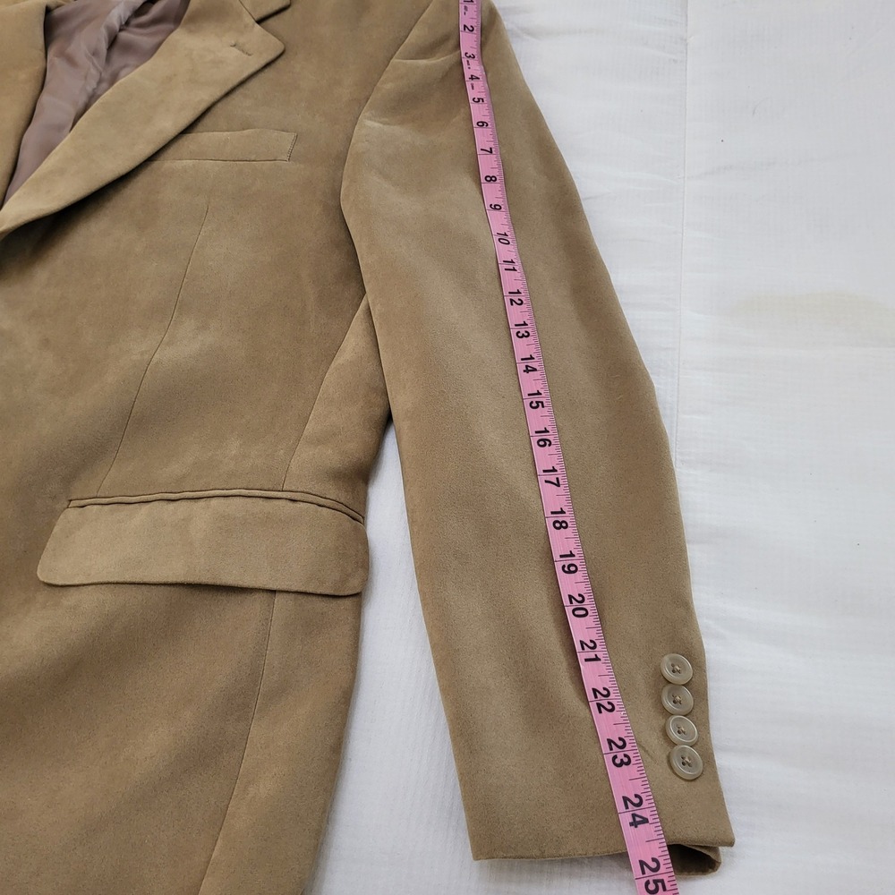 Lauren Ralph Lauren Tan Beige Faux Suede 2 Button Blazer Sport Coat 44R - Picture 11 of 12